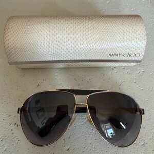 Jimmy Choo Gold and Black Aviator Sunglasses